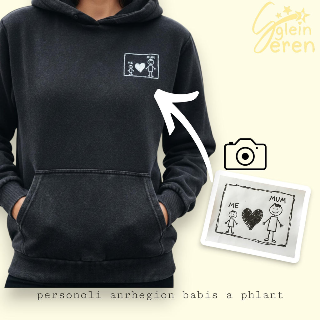 Adult Vintage Style Personalised Drawing Hoodie