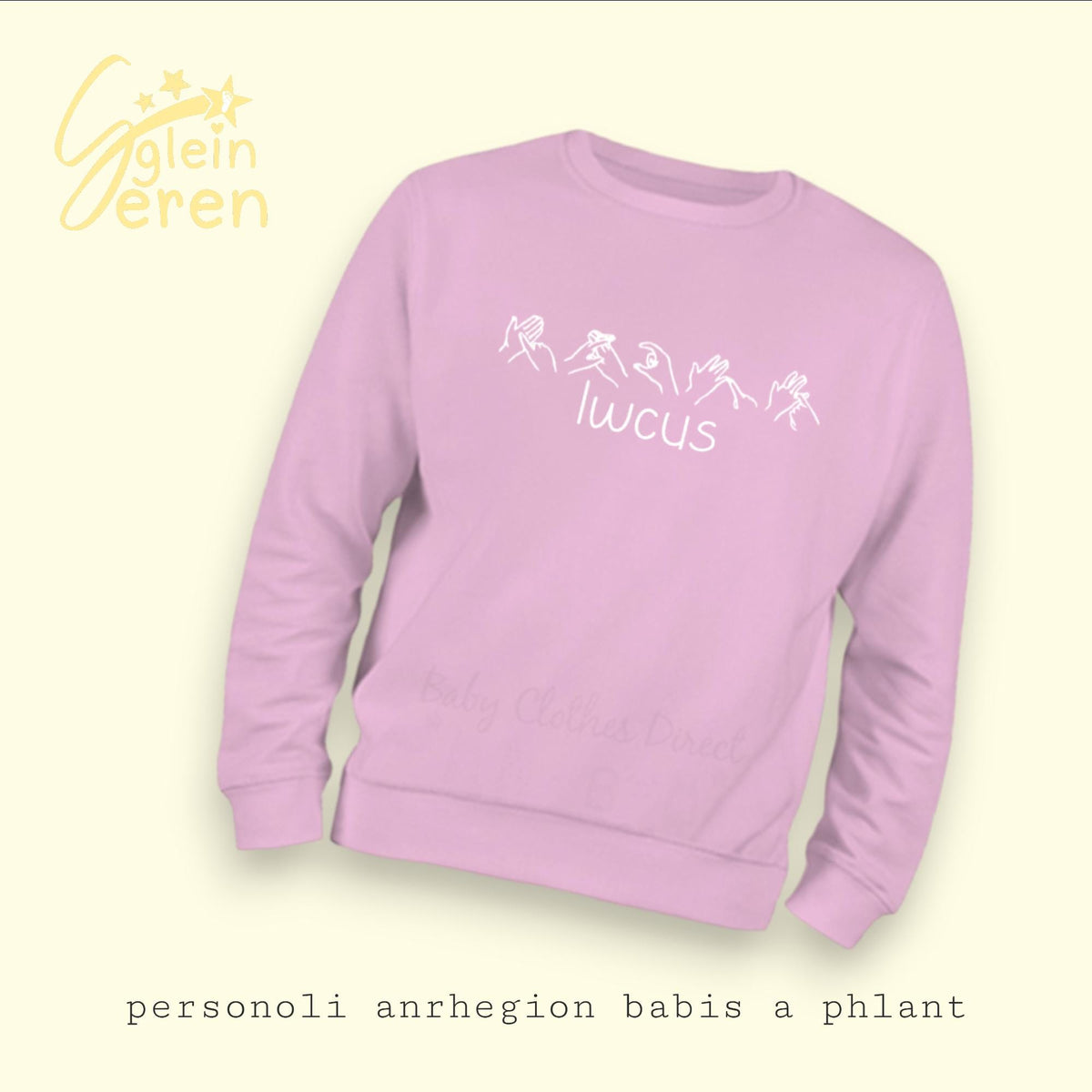 Personalised BSL “Lwcus” Toddler & Kids Sweatshirt | Welsh Lucky Jumper