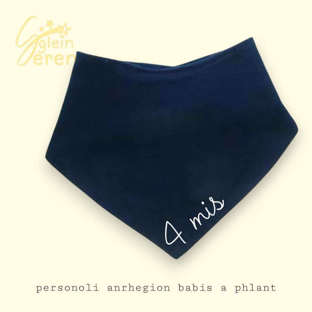 Welsh Baby Milestone Bandana Bib – “1 Mis” – Personalised Baby Bib – Available Individually or Sets of 3, 4 or 12
