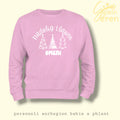 Nadolig Llawen Kids Jumper – Name Sweatshirt with Xmas Trees – Welsh Christmas Jumper