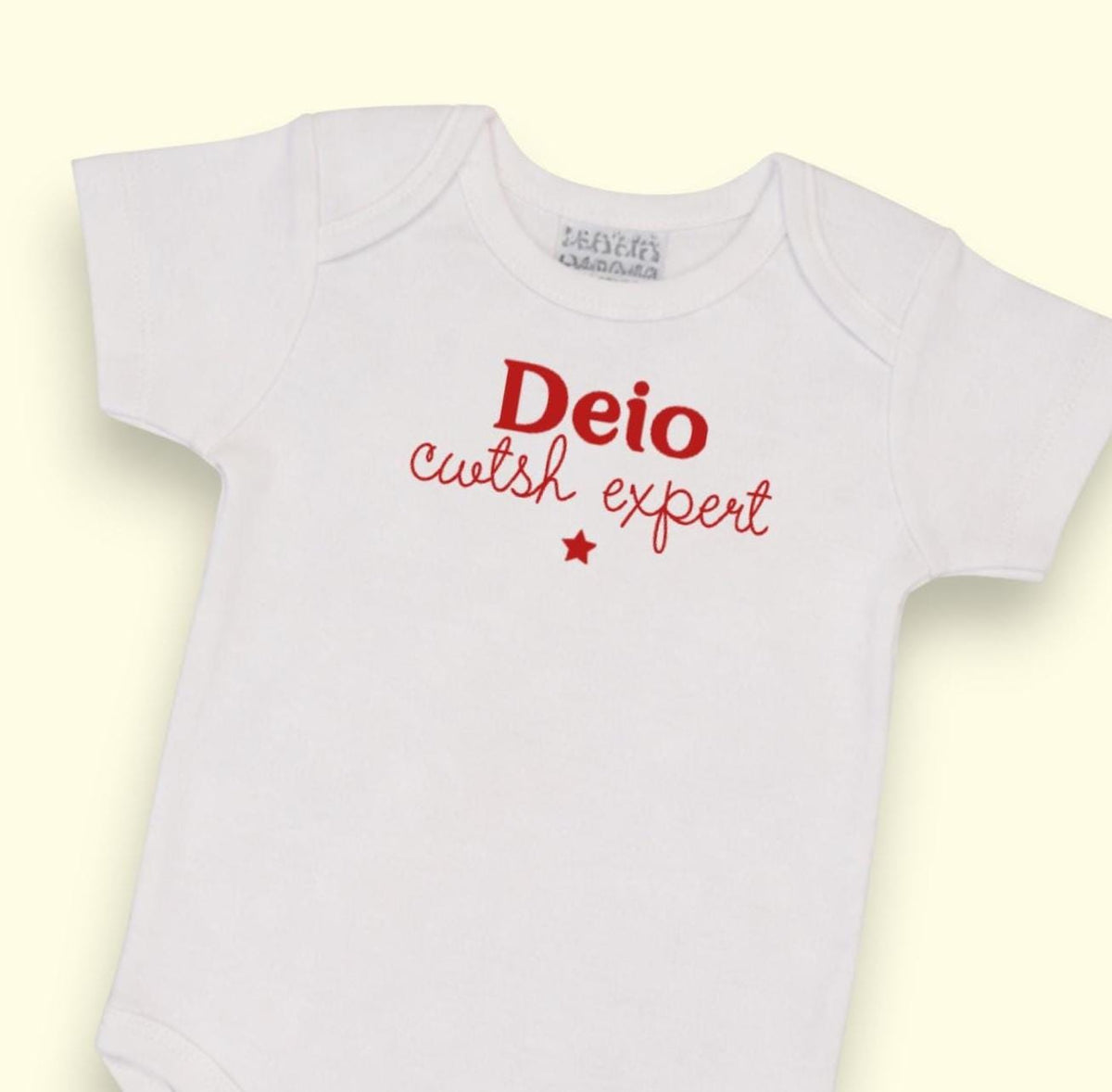 Personalised Welsh Baby Vest – “Cwtsh Expert” Babygrow – Custom Name New Baby Gift