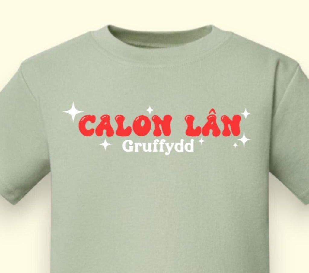 Personalised Calon Lân Kids T-Shirt | Welsh Phrase Children Tee | Custom Name Birthday Gift