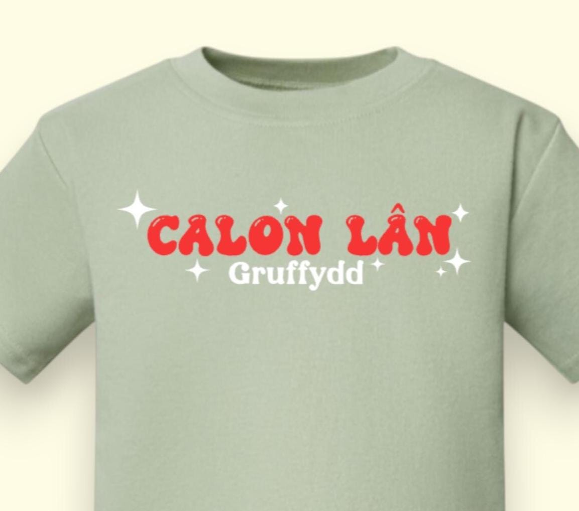 Personalised Calon Lân Kids T-Shirt | Welsh Phrase Children Tee | Custom Name Birthday Gift