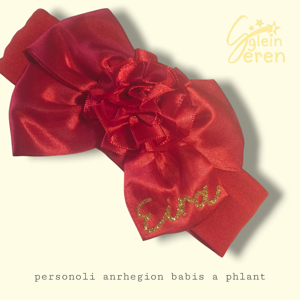 Personalised Baby Headband – Red Bow with Name – Custom Infant Hair Accessory – Name Gift