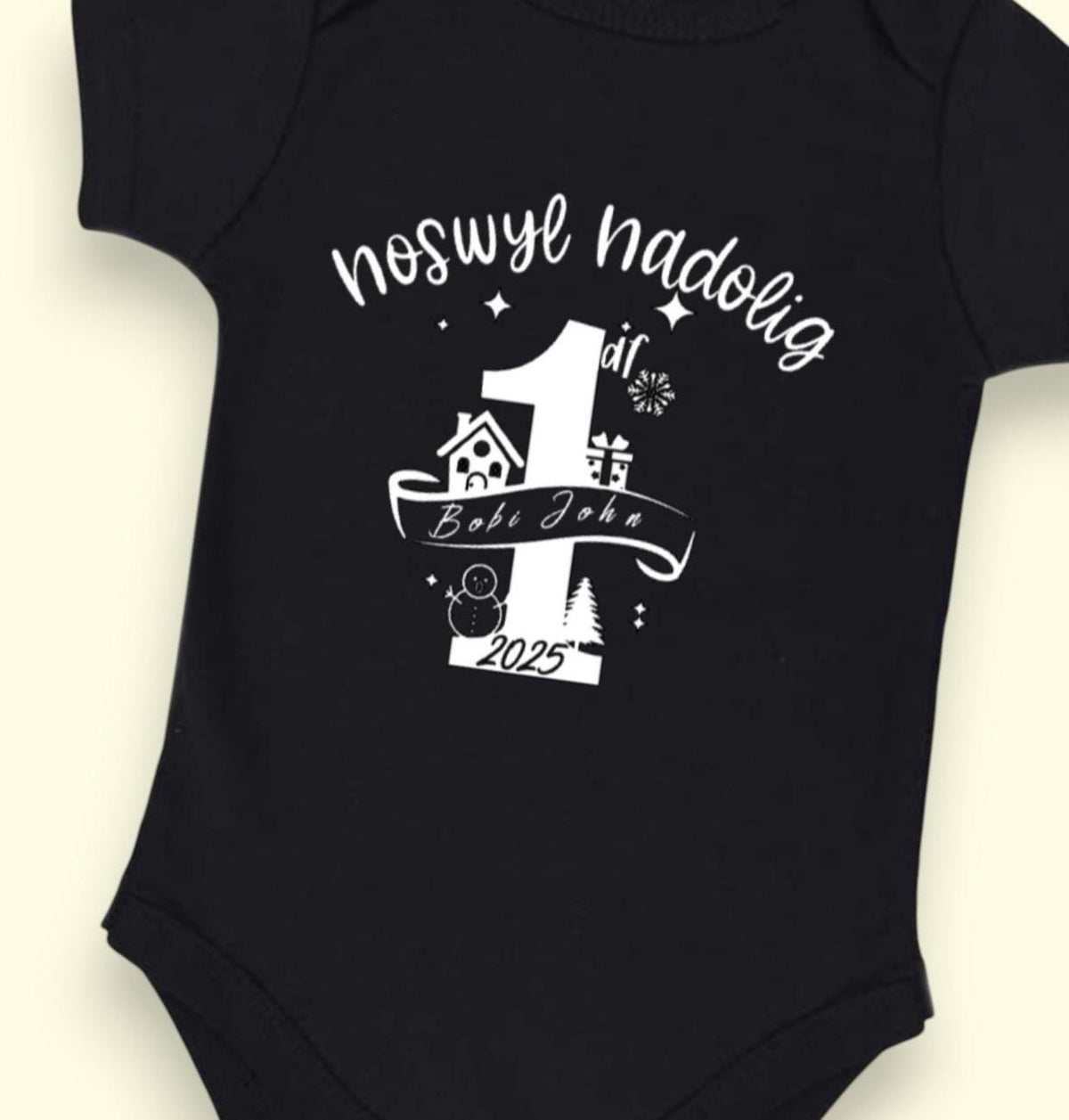 Personalised First Christmas Eve Bodysuit – Welsh Xmas Outfit 2025 - 3-6 months