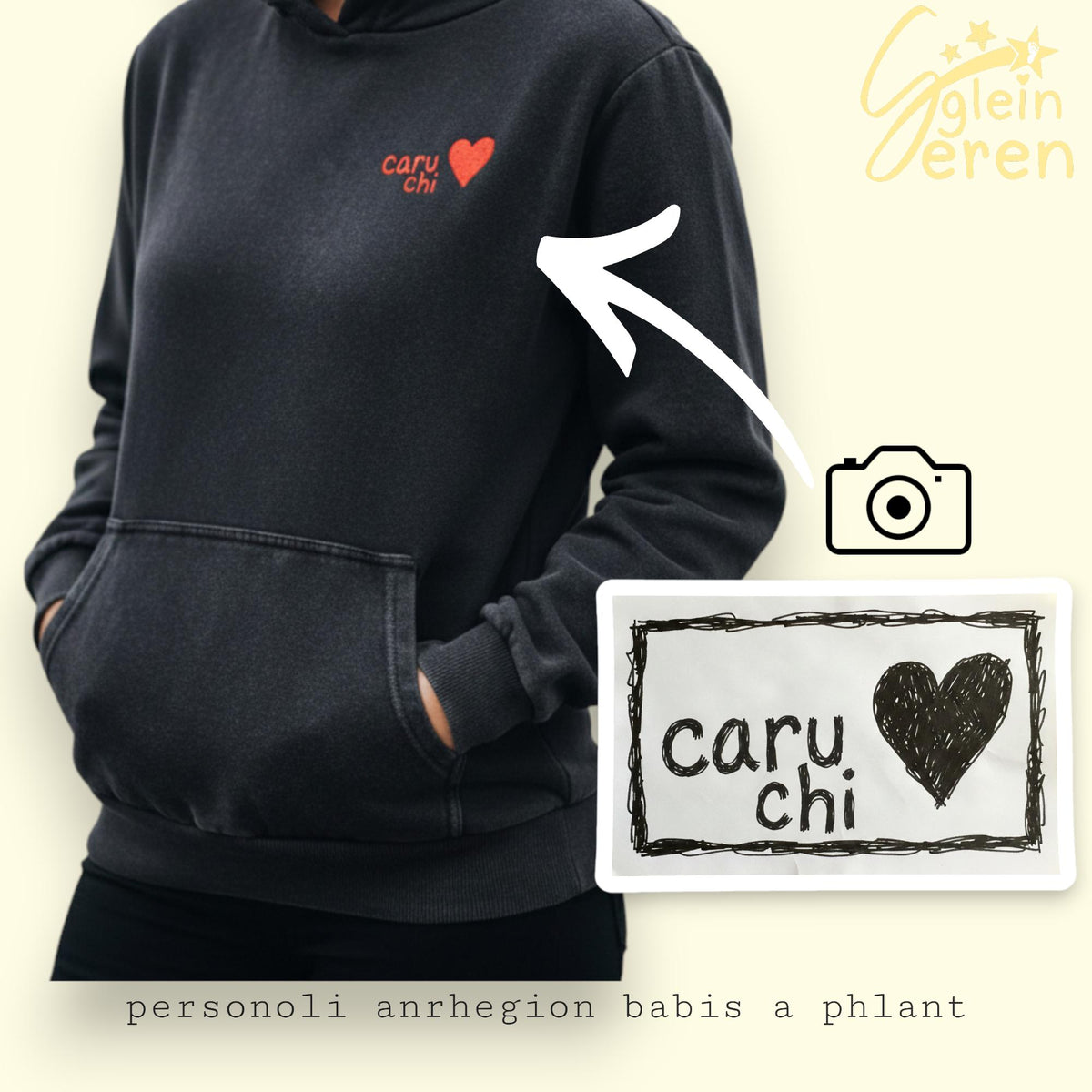 Adult Vintage Style Personalised Drawing Hoodie