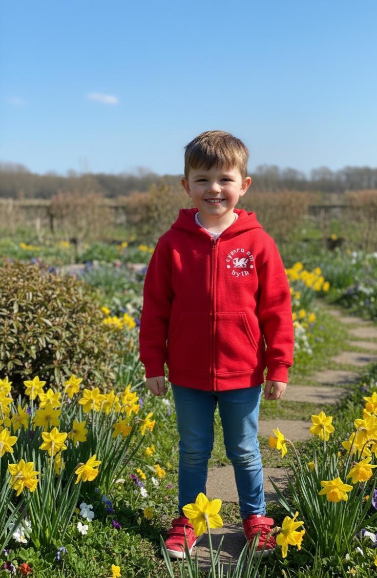 Gender Neutral Kids Zip Jacket - Cymru am byth