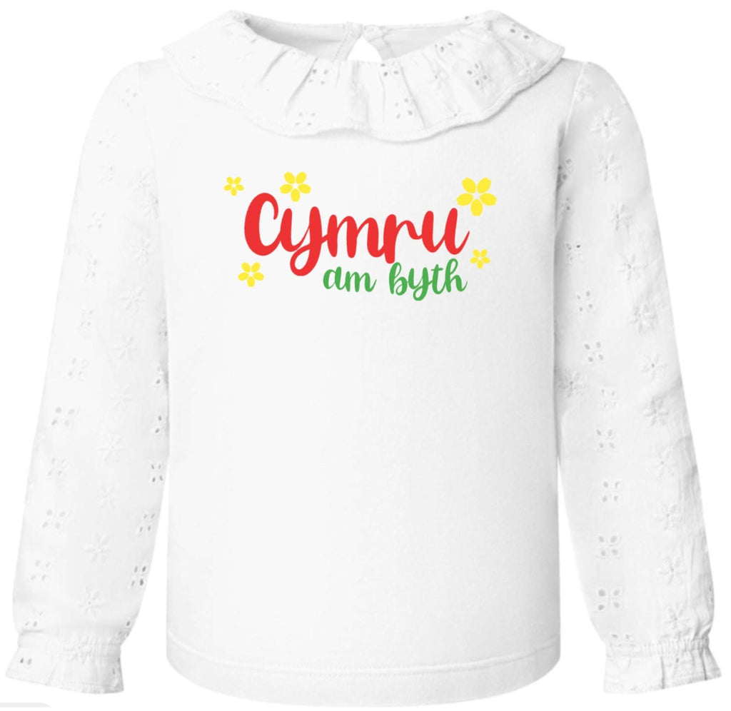Long Sleeve Kids Top - Cymru am byth