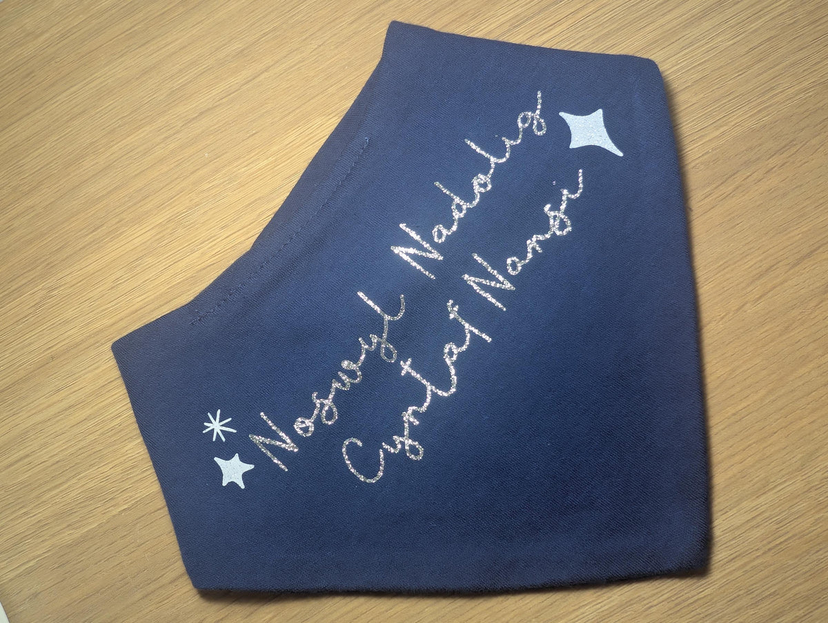 Personalised Welsh Christmas Eve Baby Bib – Handmade Cotton Keepsake