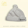 Personalized Knotted Baby Hat - White Organic Cotton