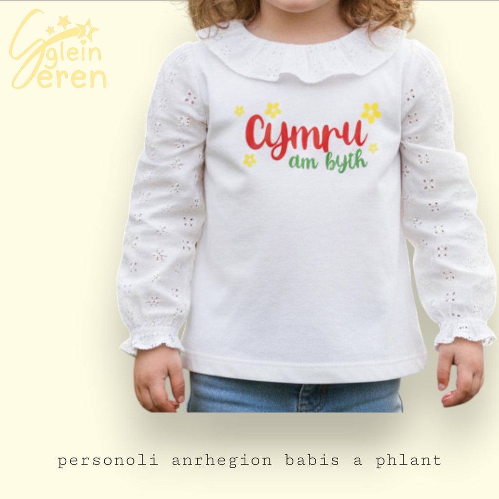 Long Sleeve Kids Top - Cymru am byth