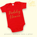 Nadolig Llawen Baby Vest – Welsh Christmas Onesie with Gold Glitter Script – Festive Infant Outfit