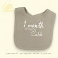 Personalised Baby Milestone Bib | Ribbed Beige | Custom Name & Age | Available Individually or as a Set of 3/4