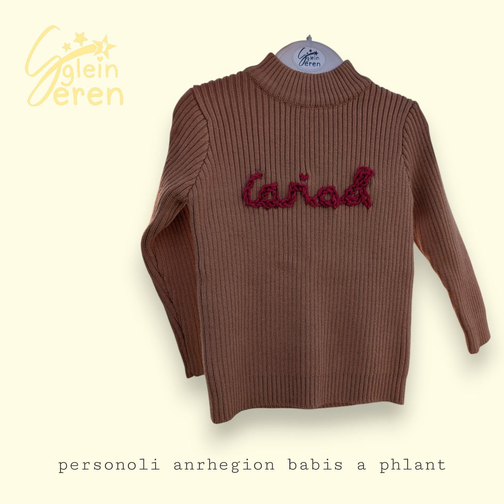 Hand Embroidered “Cariad” Toddler Jumper | Welsh Word Sweater | Handmade Children’s Knitwear