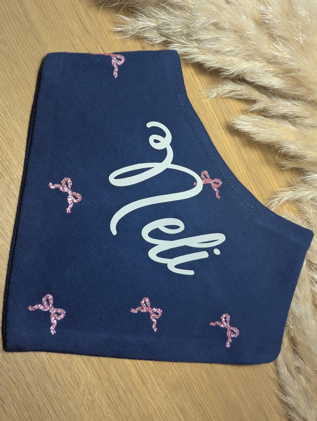 Personalized Baby Bib | Cotton Bib with Glitter Bows, Handmade