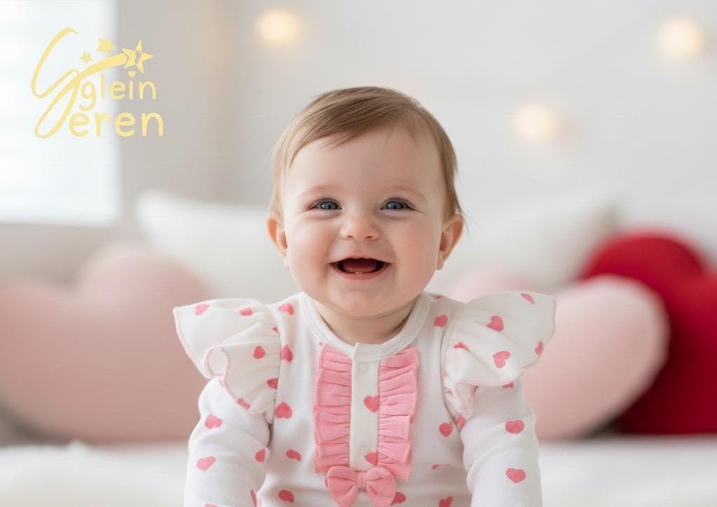 Valentine Baby Girl Babygrow – Pink Heart Sleepsuit with Frill & Bow, Cute Baby Romper