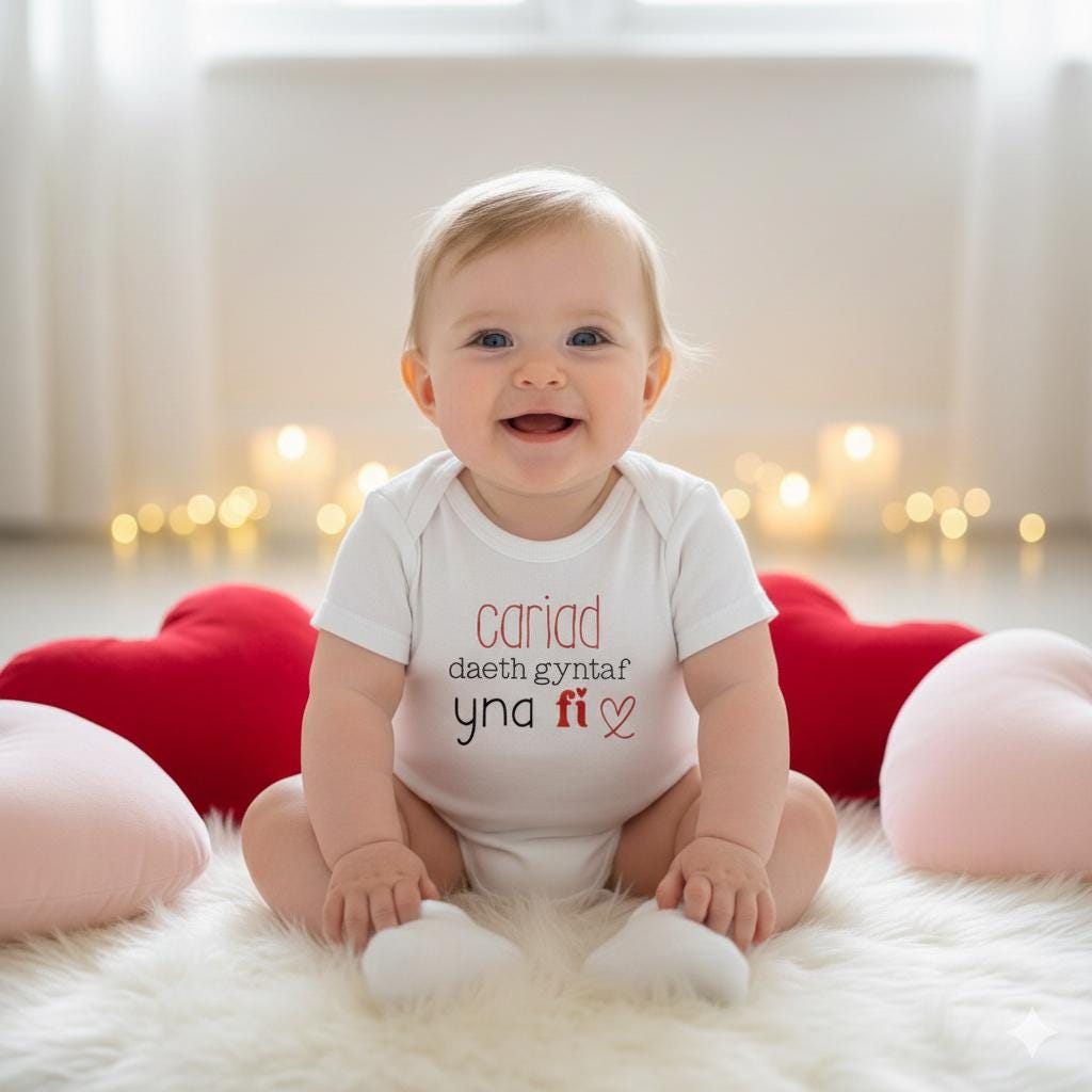 Welsh Baby Bodysuit, Santes Dwynwen Gift, Cute Unisex Newborn Outfit - Baby Reveal - Baby Announcement