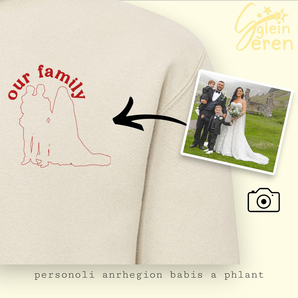 Adult 'Our Family/Teulu Ni' Personalised Photo Outline Hoodie