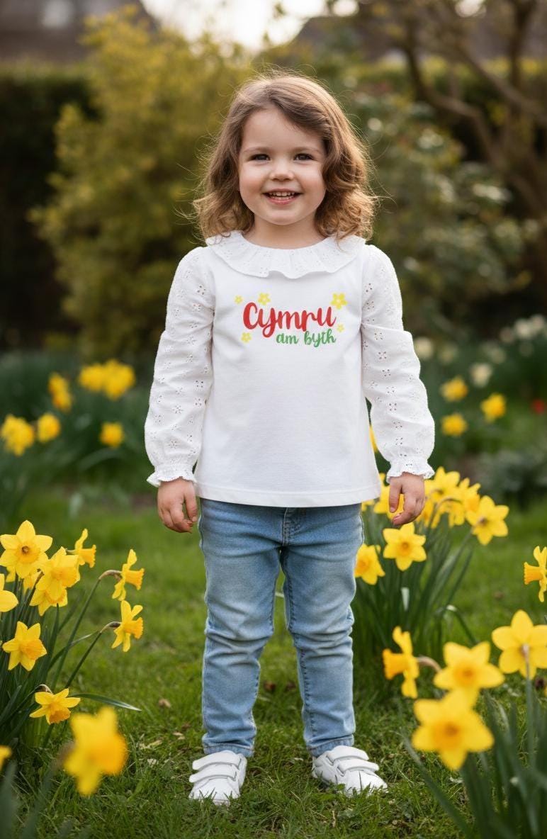 Long Sleeve Kids Top - Cymru am byth