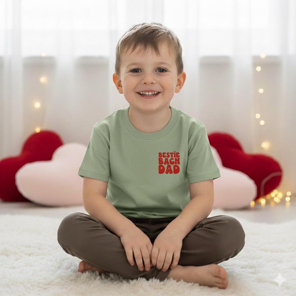 Bestie Bach Dad Kids T-Shirt | Welsh Phrase Children Tee | Cute Welsh Gift for Kids