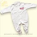 Personalised Baby Sleepsuit – Christmas Gift with Red Name & Icons