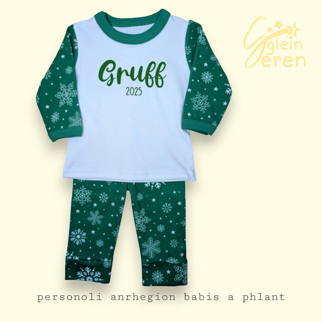 Personalized Christmas  Pyjamas – Kids Festive Sleepwear- Chosen design on front