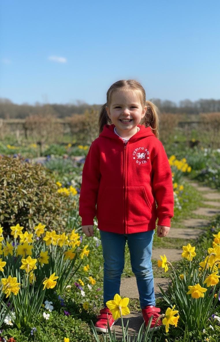 Gender Neutral Kids Zip Jacket - Cymru am byth