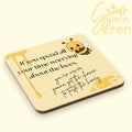 Cute Honey Bee Quote Coaster – Sweet Bumblebee Honeycomb MDF Drink Coaster