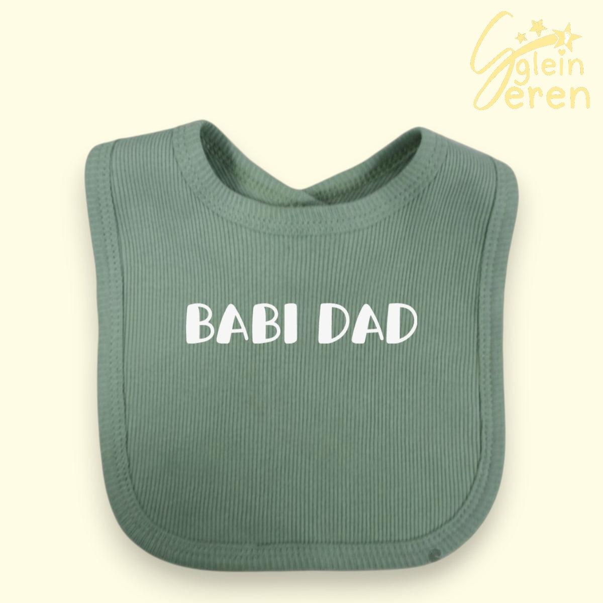 "BABI DAD" Ribbed Sage Green Baby Bib
