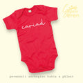 Welsh Baby Onesie – 'Cariad' Red Bodysuit – Personalized Gift for Babies & Kids –  Santes Dwynwen
