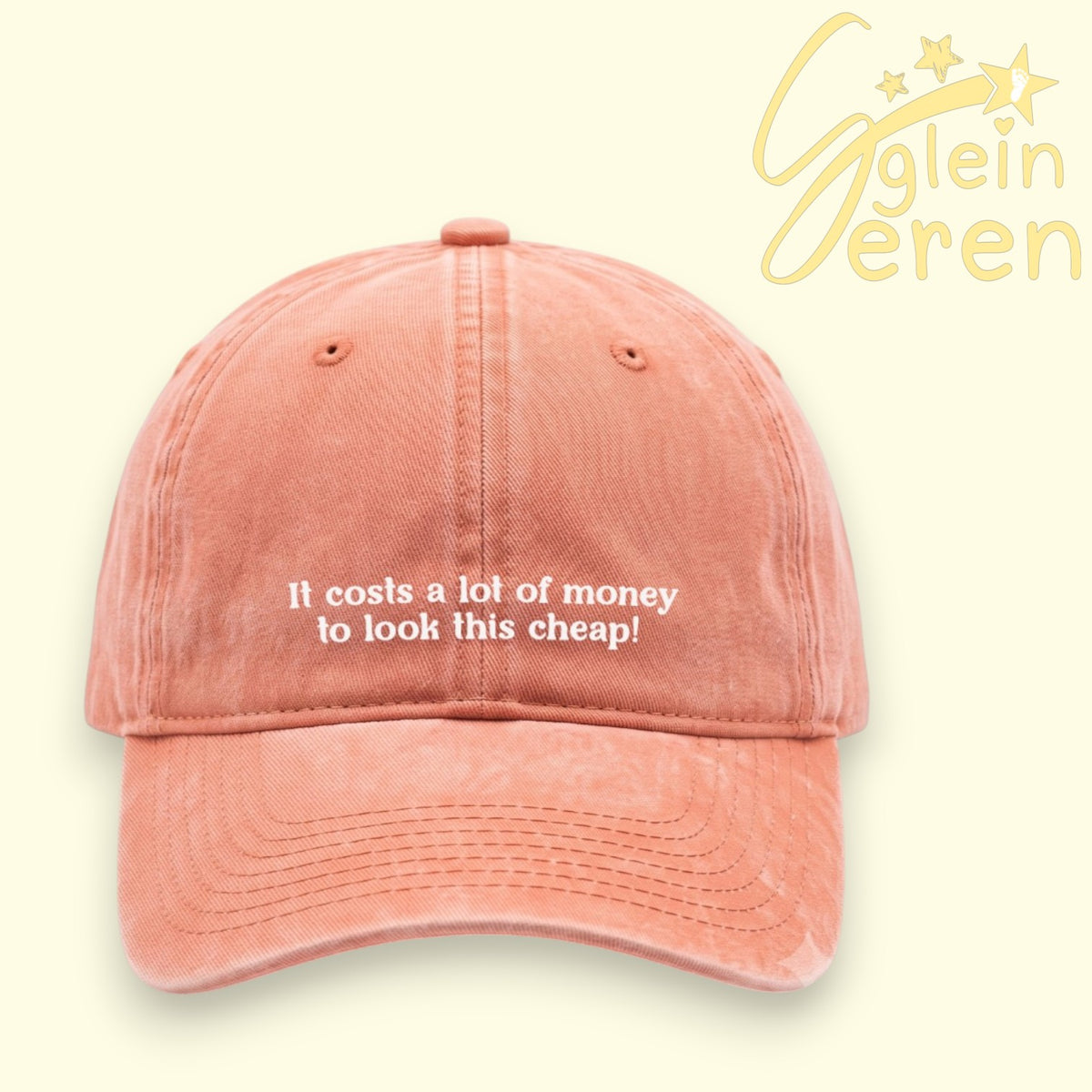 Dolly Parton Inspired "Look This Cheap" Baseball Cap – Vintage Washed Coral Peach Country Quote Dad Hat