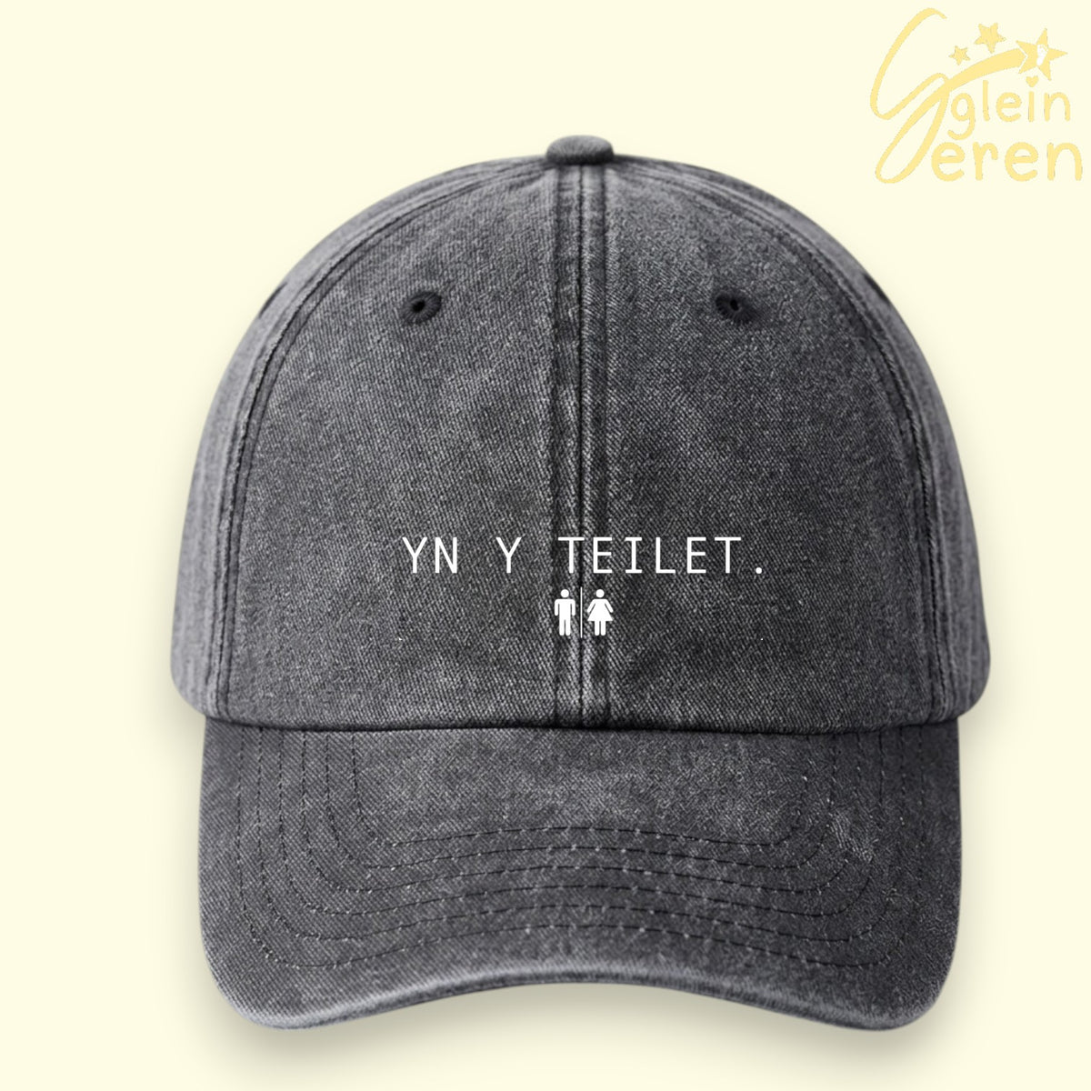 "Yn y Teilet" Denim Cap – Caryl Parry Jones Ibiza Ibiza Collection