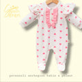 Valentine Baby Girl Babygrow – Pink Heart Sleepsuit with Frill & Bow, Cute Baby Romper