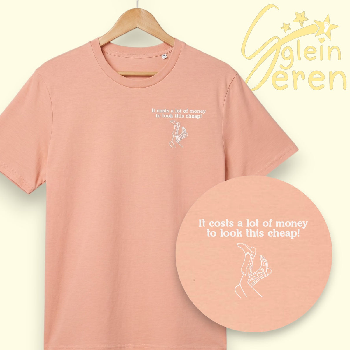 Dolly Parton Inspired Western Graphic Tee – Peach "Look This Cheap" Cowgirl T-Shirt