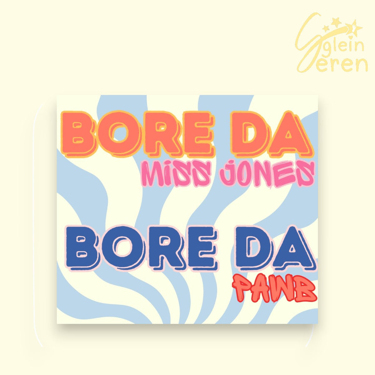 Bore Da NAME , Bore Da Pawb Coaster | Welsh Teacher Gift