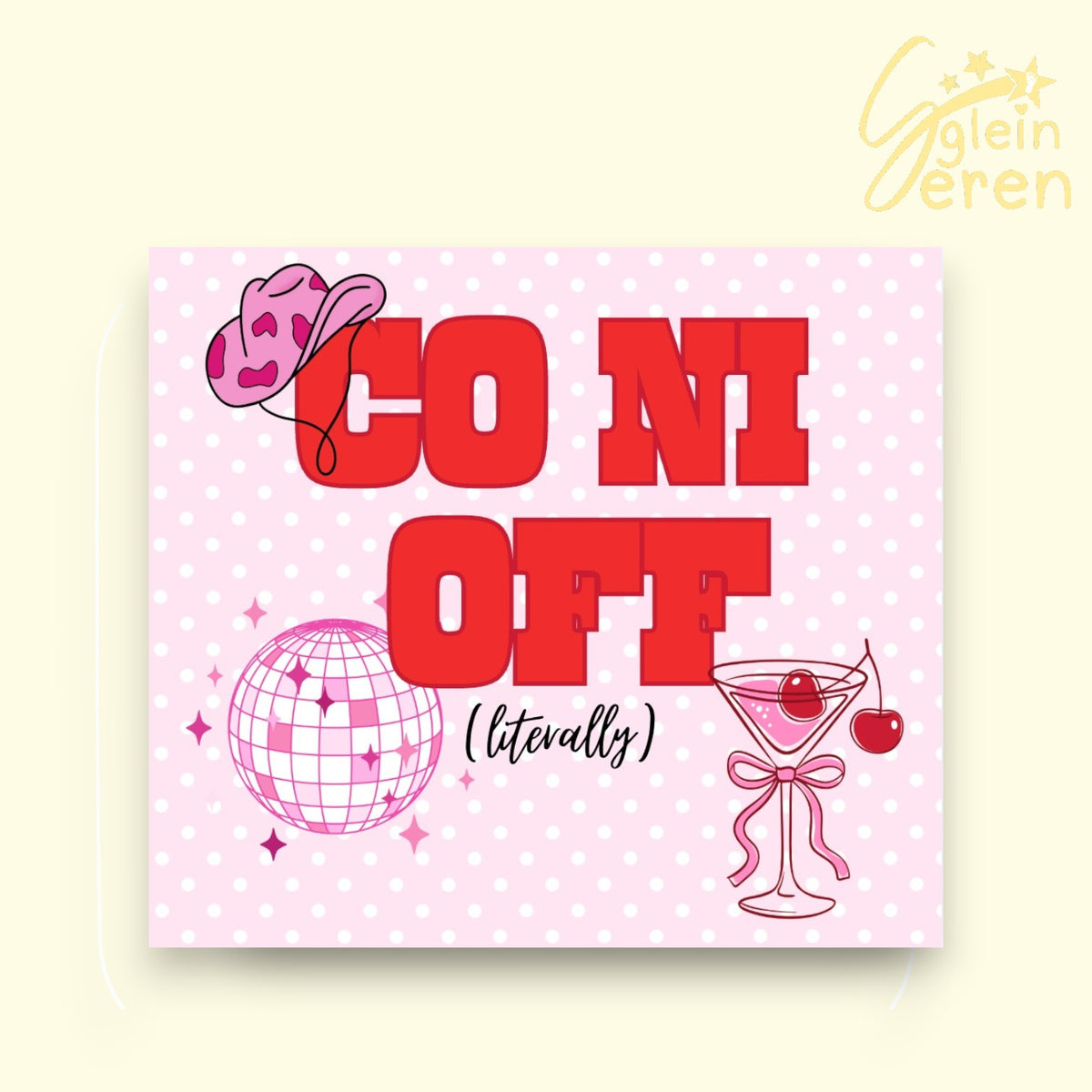 "Co Ni Off" Western Party Gloss MDF Coaster