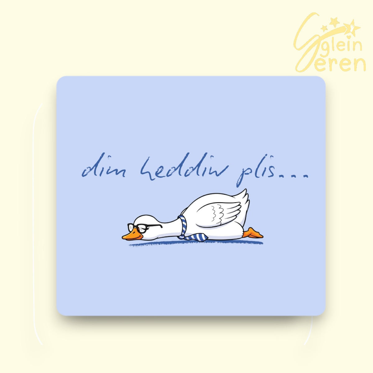 Funny Welsh Coaster – "Dim Heddiw Plis..." Tired Duck Design | Relatable Welsh Language Office Humour, Desk Decor, Coworker Gift
