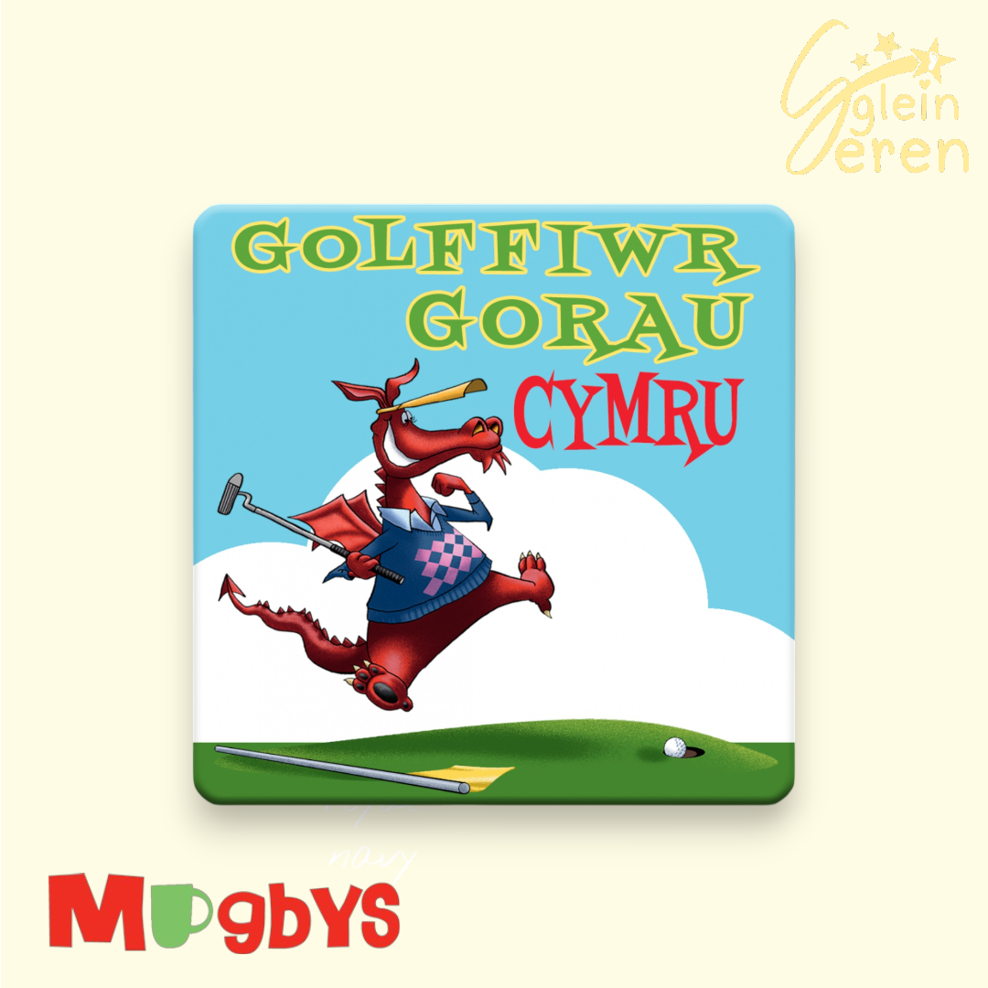"Golffiwr Gorau Cymru" Welsh Dragon Golfer Coaster