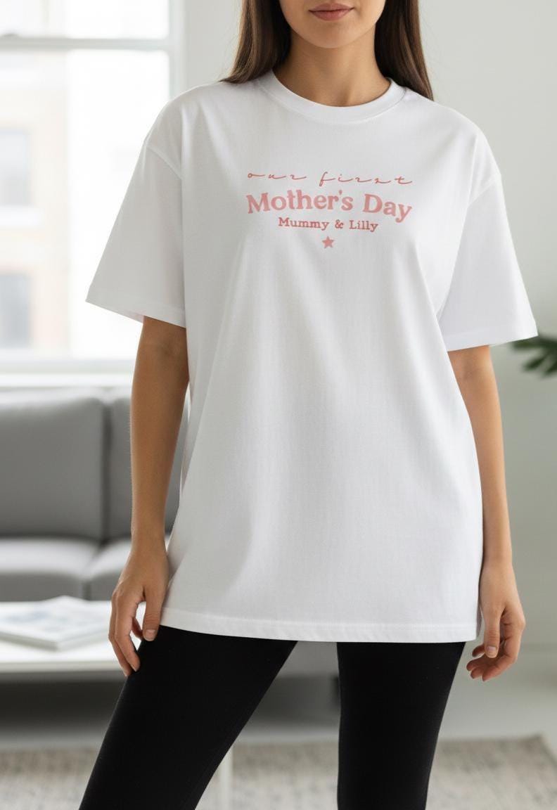 Adults Oversized Our First Mothers Day Tee