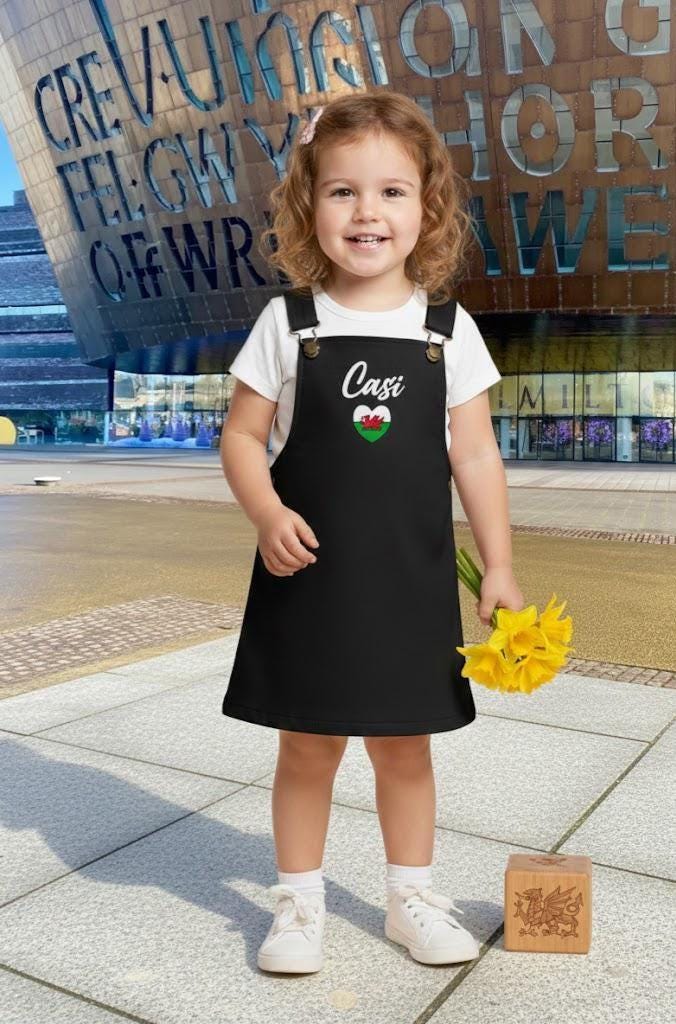 Personalised Welsh Dungaree Dress
