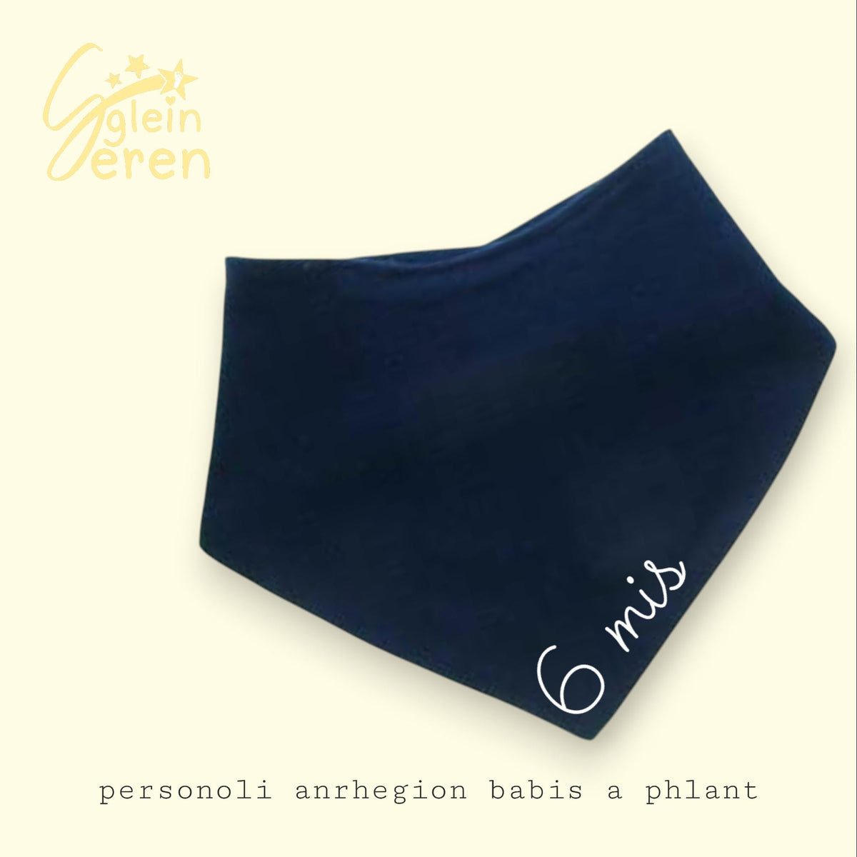Welsh Baby Milestone Bandana Bib – “1 Mis” – Personalised Baby Bib – Available Individually or Sets of 3, 4 or 12