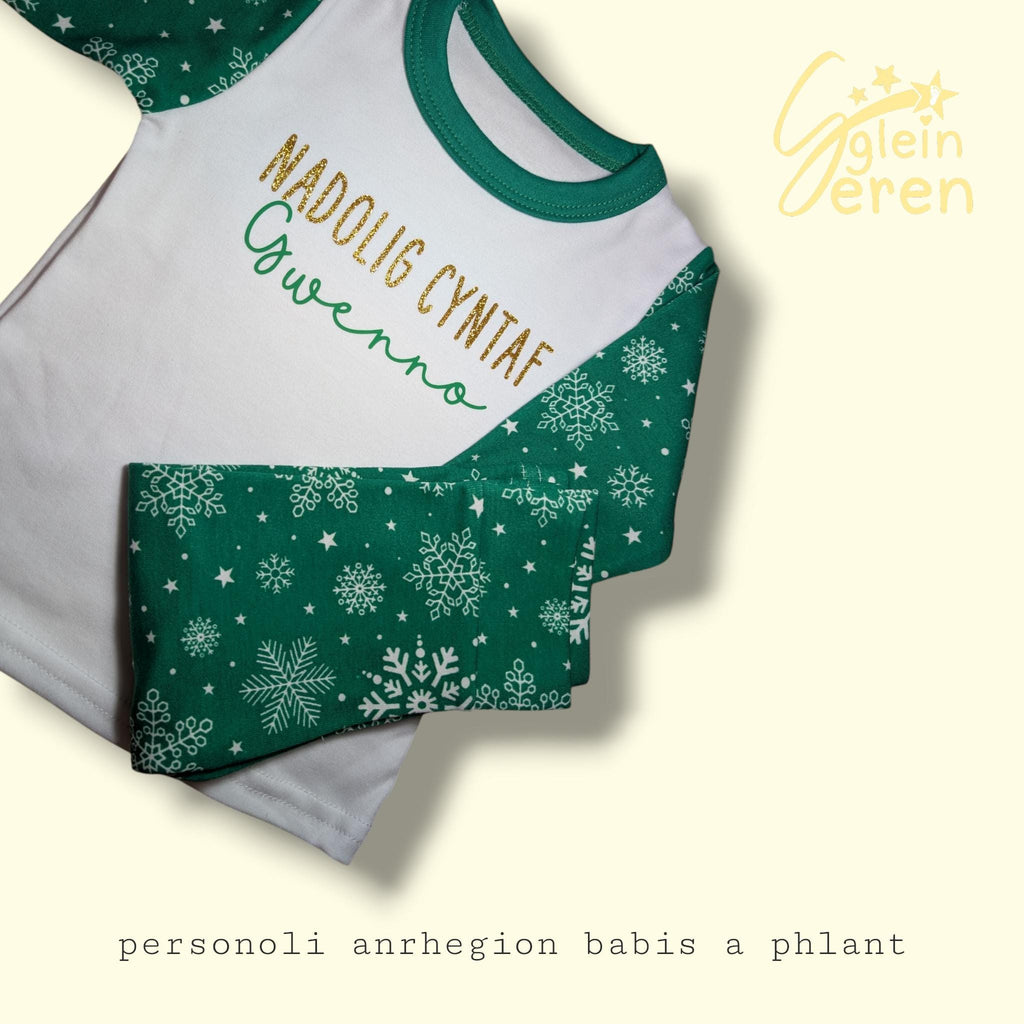 Personalized Christmas  Pyjamas – Kids Festive Sleepwear- Chosen design on front