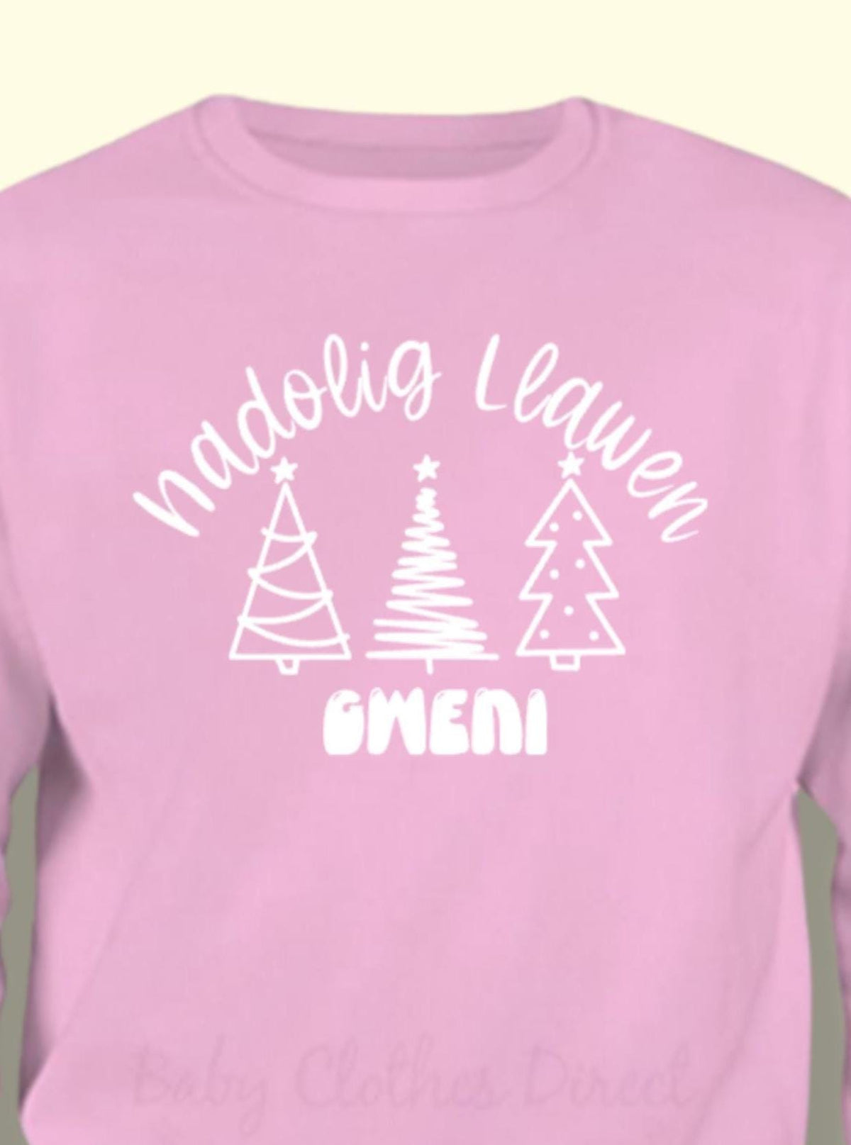 Nadolig Llawen Kids Jumper – Name Sweatshirt with Xmas Trees – Welsh Christmas Jumper