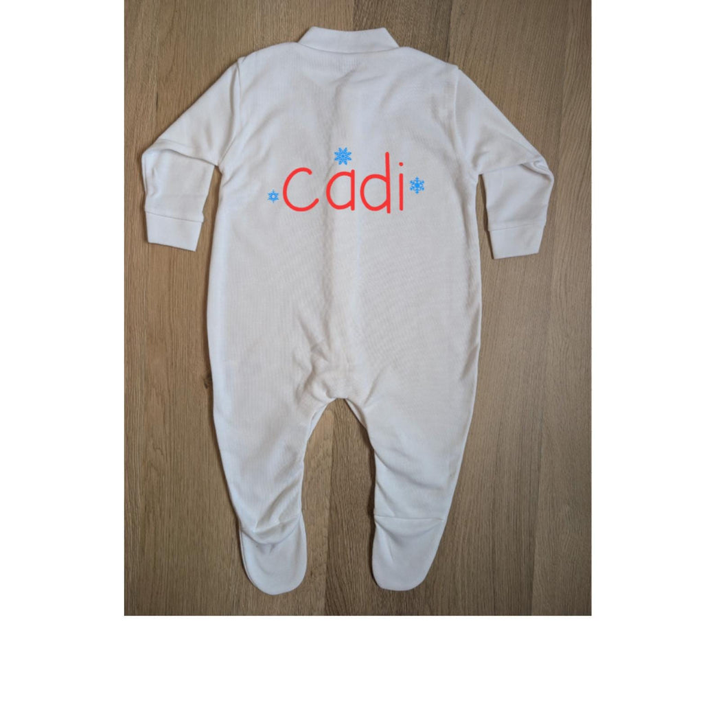 Personalised Welsh Christmas Babygrow – "Helpwr Siôn Corn" Cotton Sleepsuit