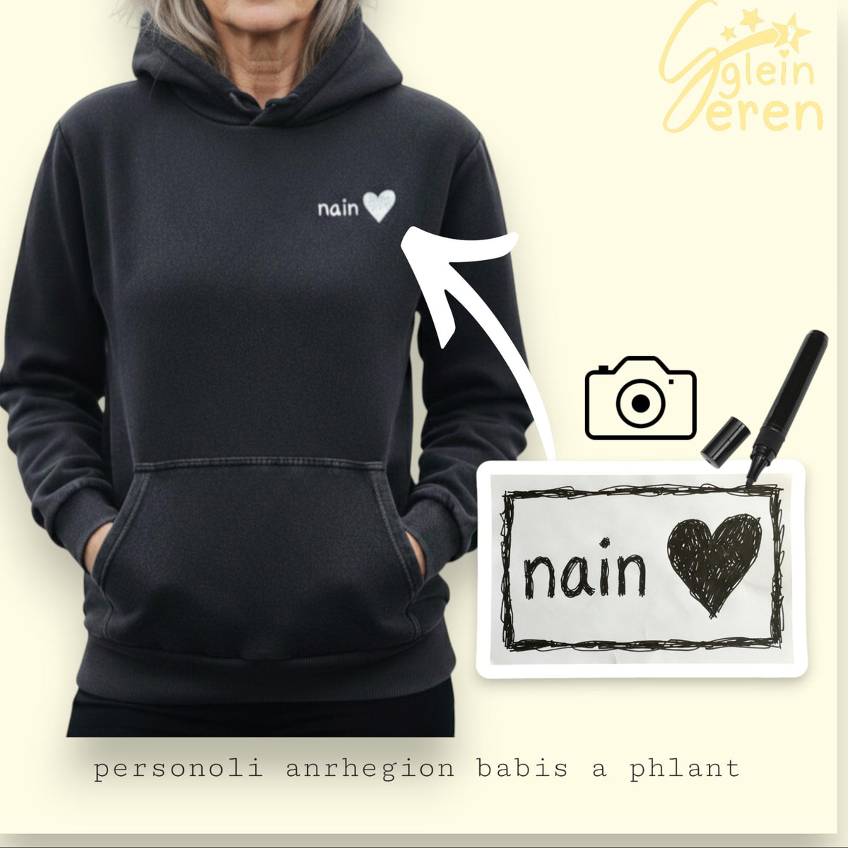 Adult Vintage Style Personalised Drawing Hoodie