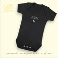 Personalised Welsh Baby Vest “Ir Lleuad ac Yn Ôl” | Black Baby Bodysuit | Unisex Welsh Baby Gift | Santes Dwynwen