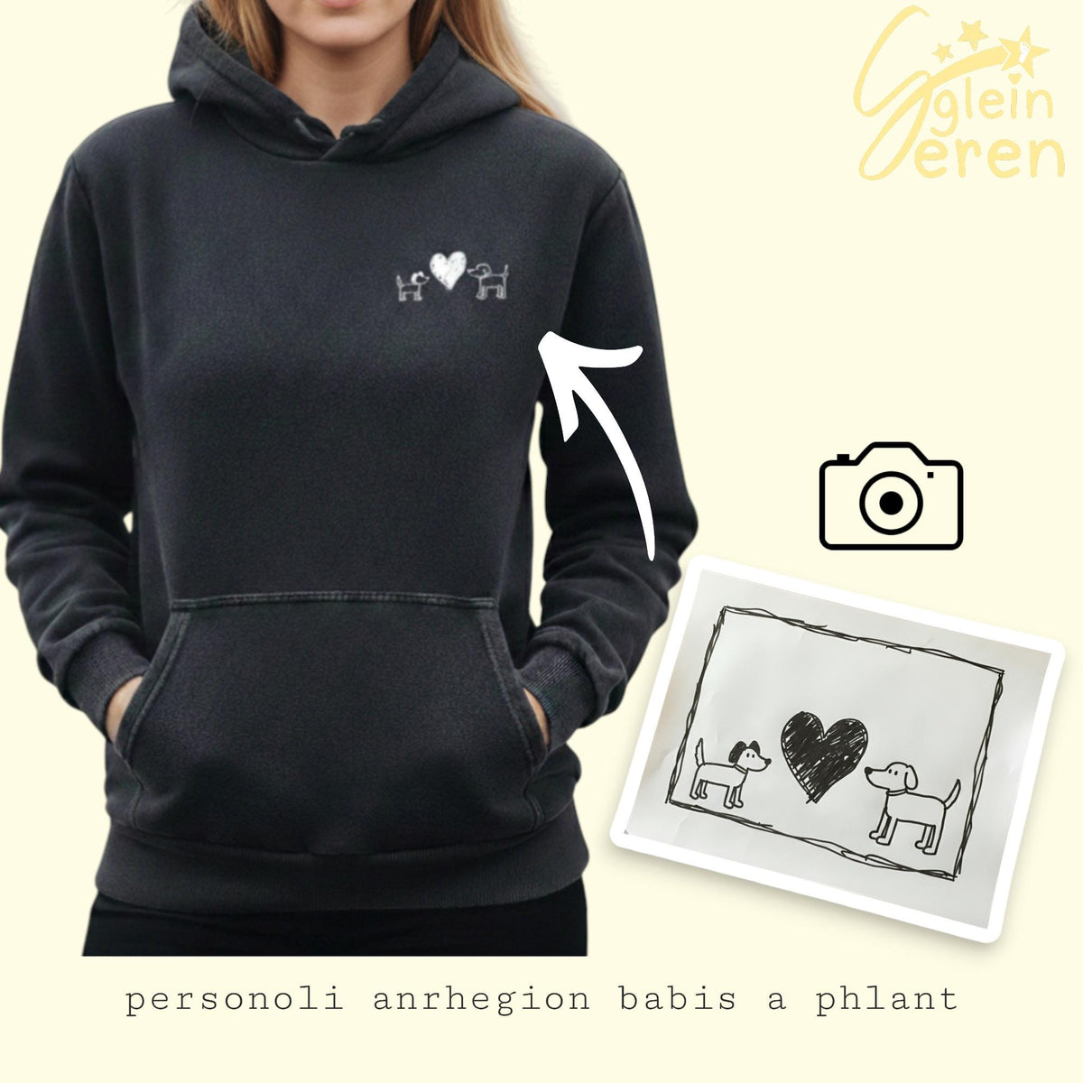 Adult Vintage Style Personalised Drawing Hoodie