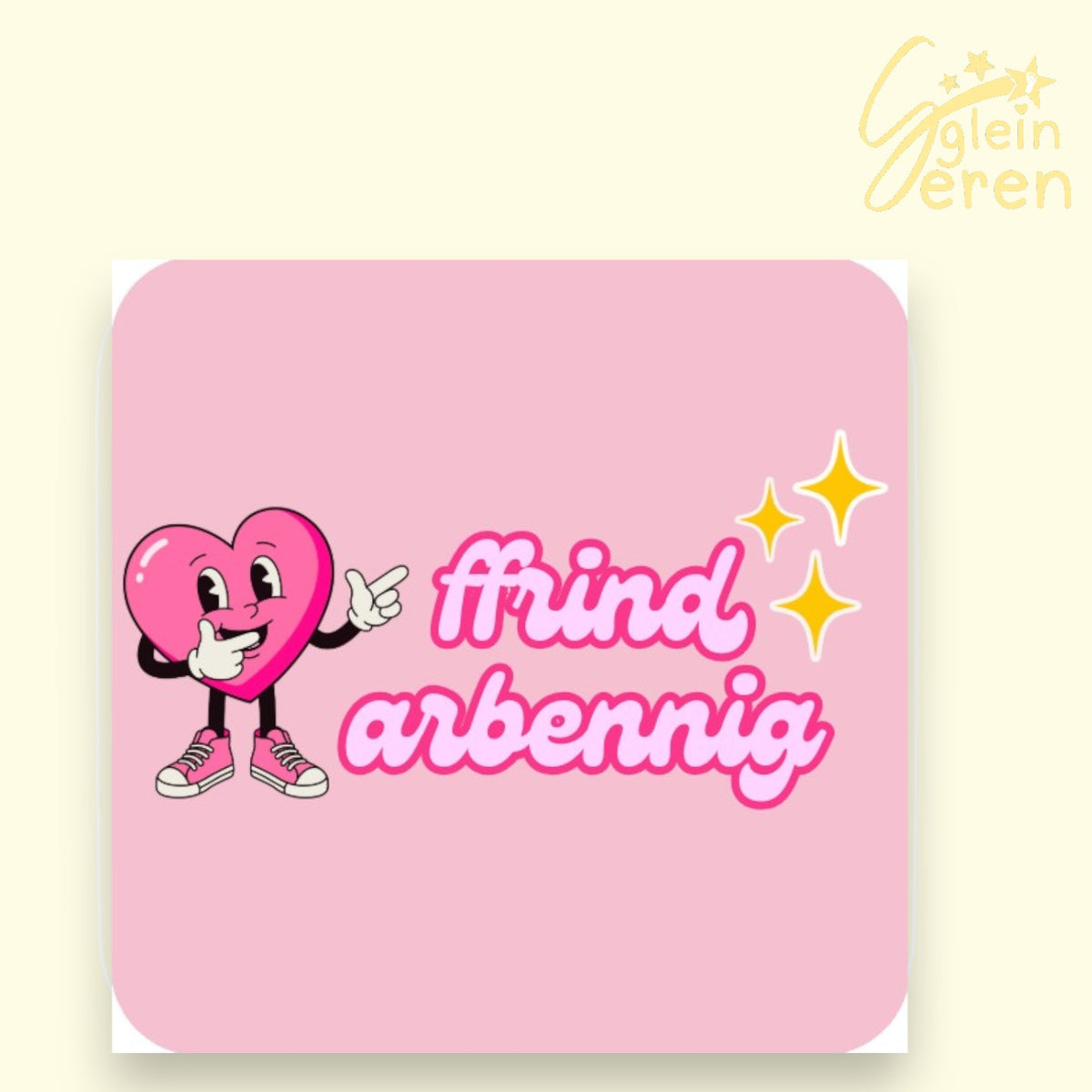Welsh "Ffrind Arbennig" Pink Retro Coaster – Special Friend Gift