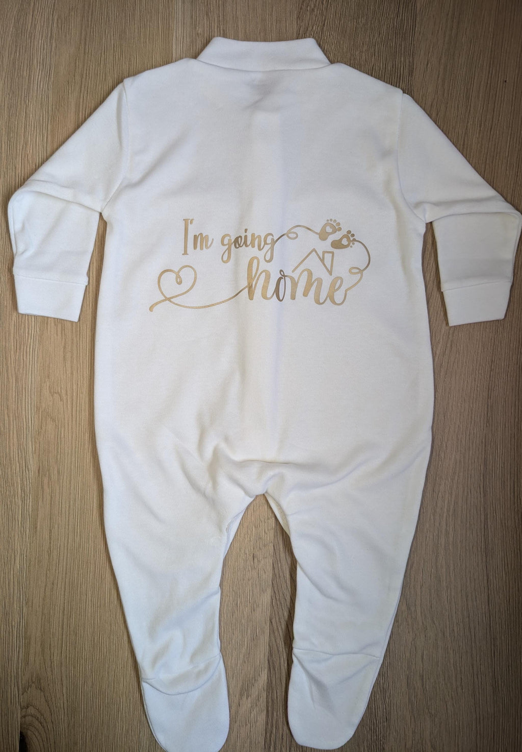 Going Home From Hospital Babygrow - Personalised Babygrow for Newborn- 100% White Cotton Customised Babygrow