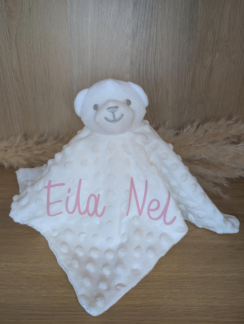 Personalized Teddy Bear Lovey – Dimple Dot Baby Comforter